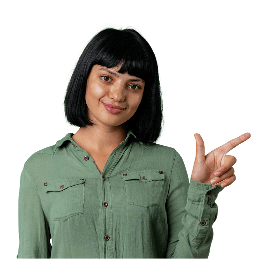 Woman pointing to elevate your brand message